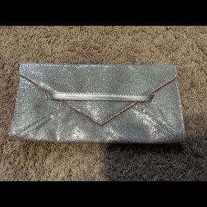 Silver glittery clutch